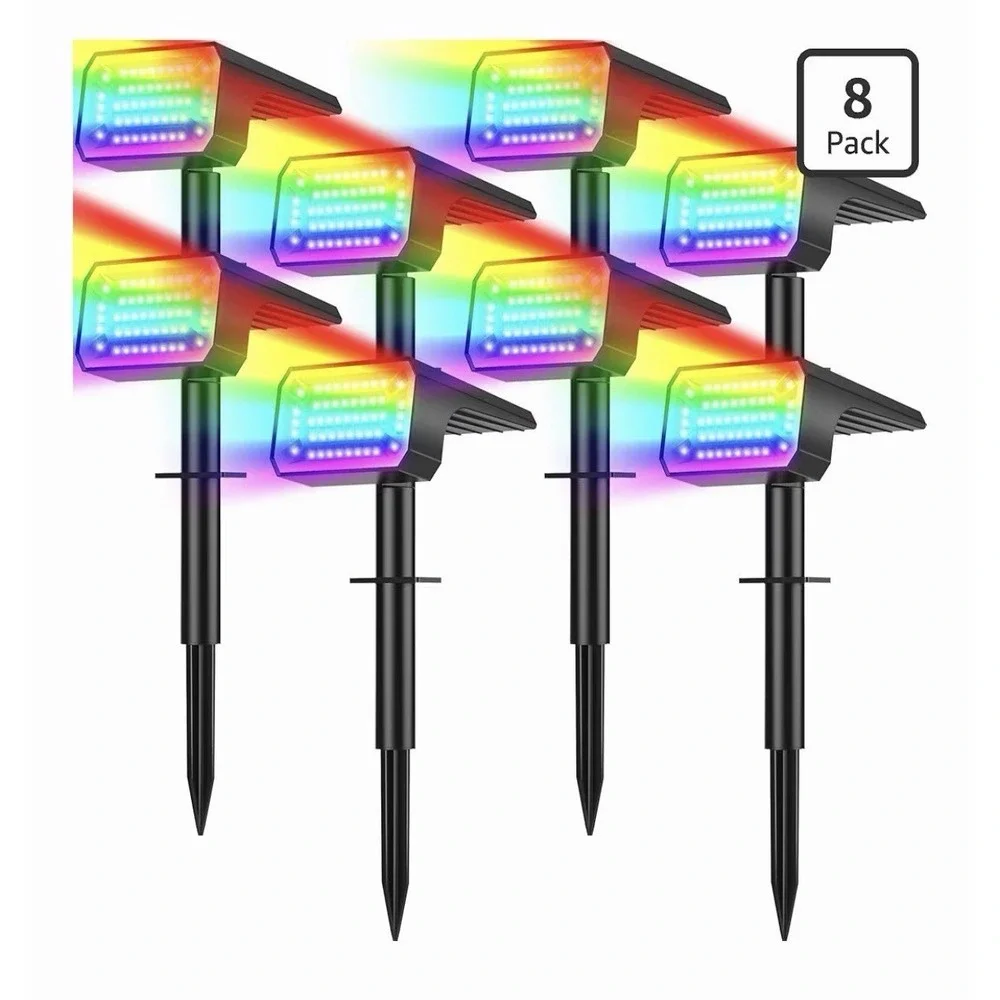 Solar Color Changing Spot Lights Outdoor Waterproof IP65, [4 Pack/32 LED/7 Mo...